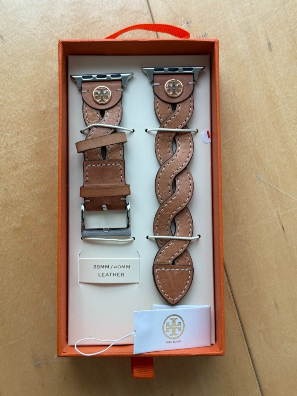 Tory Burch Braided Leather Apple Watch Band - 38/40mm Tan